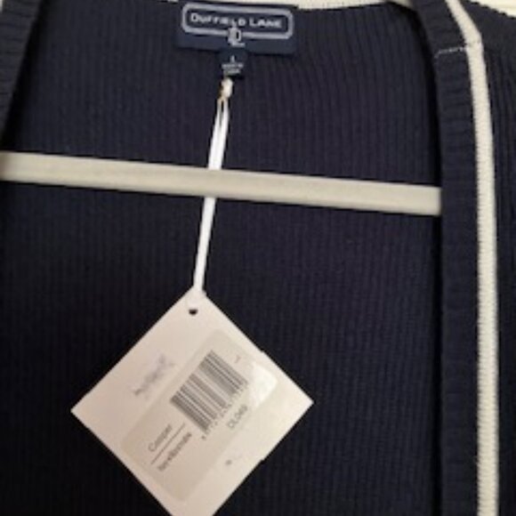 NWT Duffield Lane Cooper Sweater, Blue w/Marshmallow, Size L - Picture 2 of 5